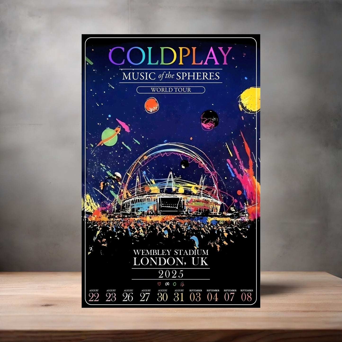 Coldplay poster on aluminum print. Multiple sizes available. F