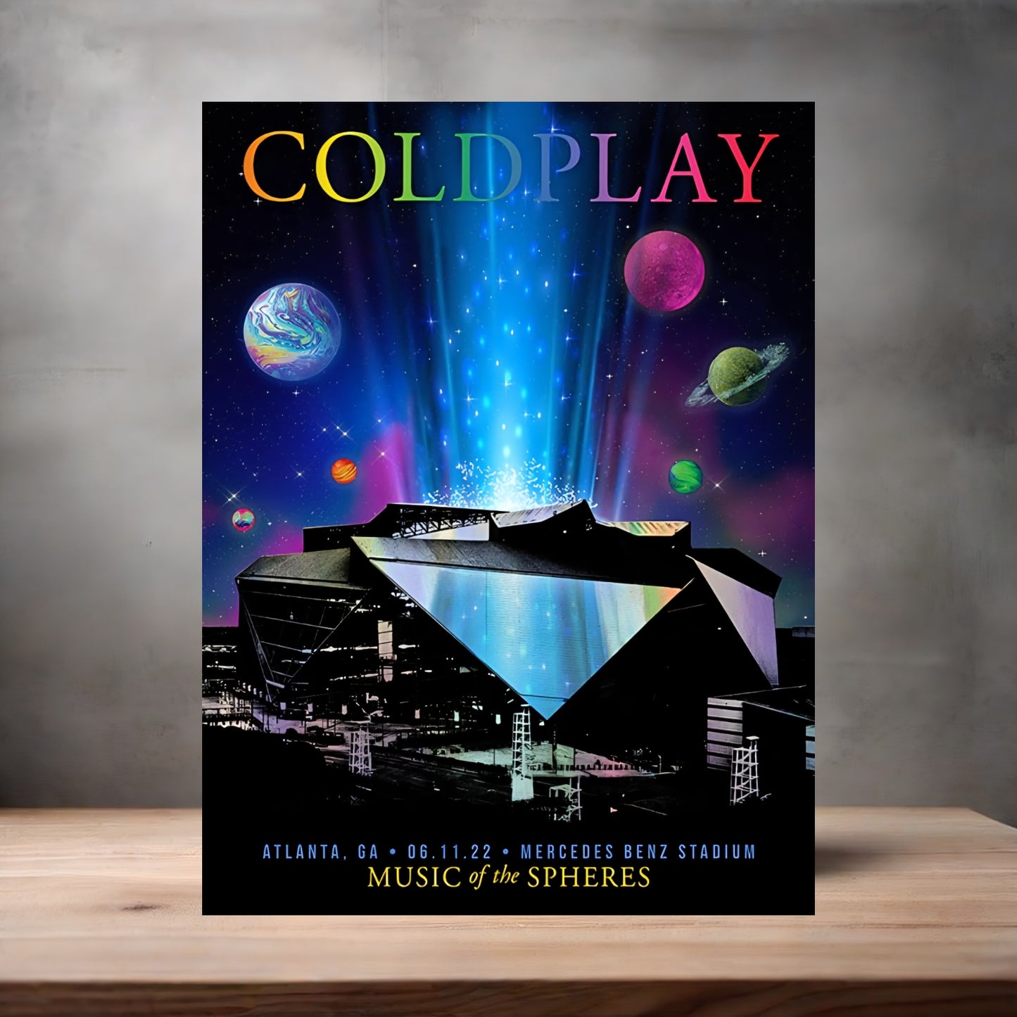 Coldplay poster on aluminum print. Multiple sizes available. E