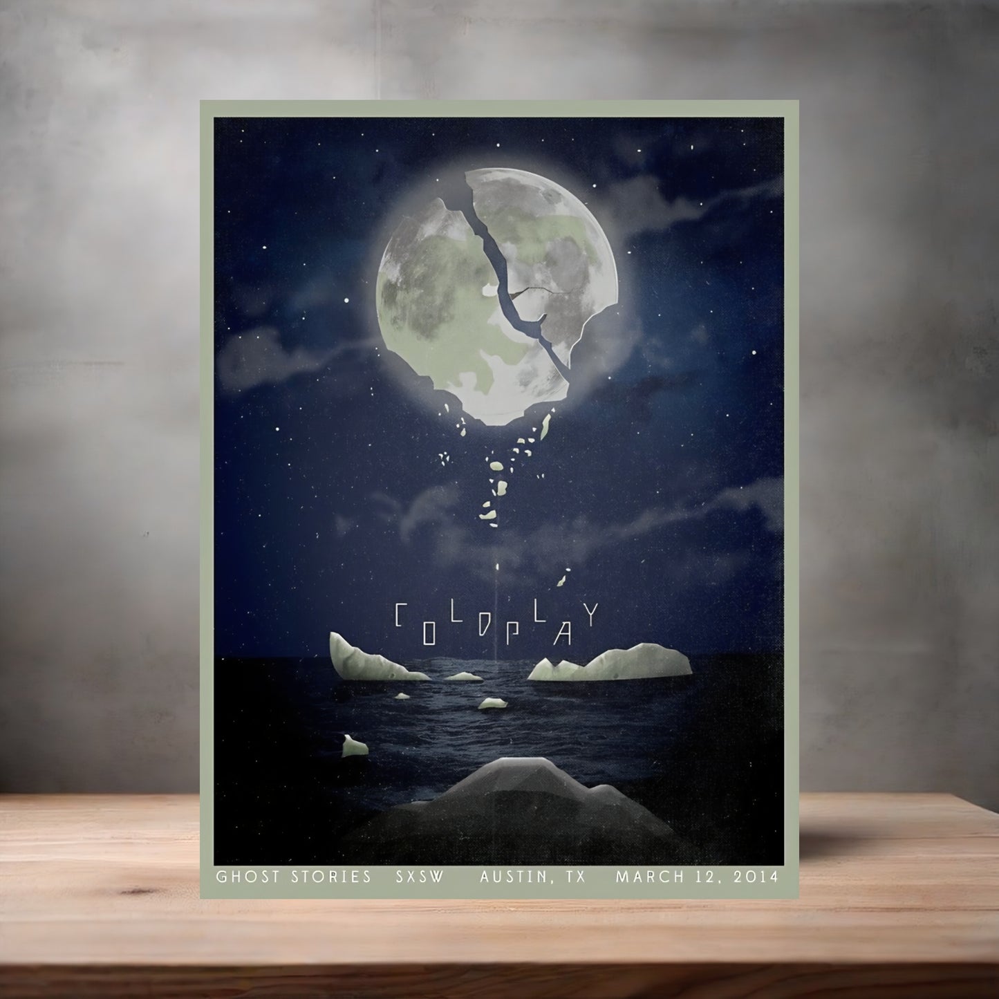 Coldplay poster on aluminum print. Multiple sizes available. Austin concert
