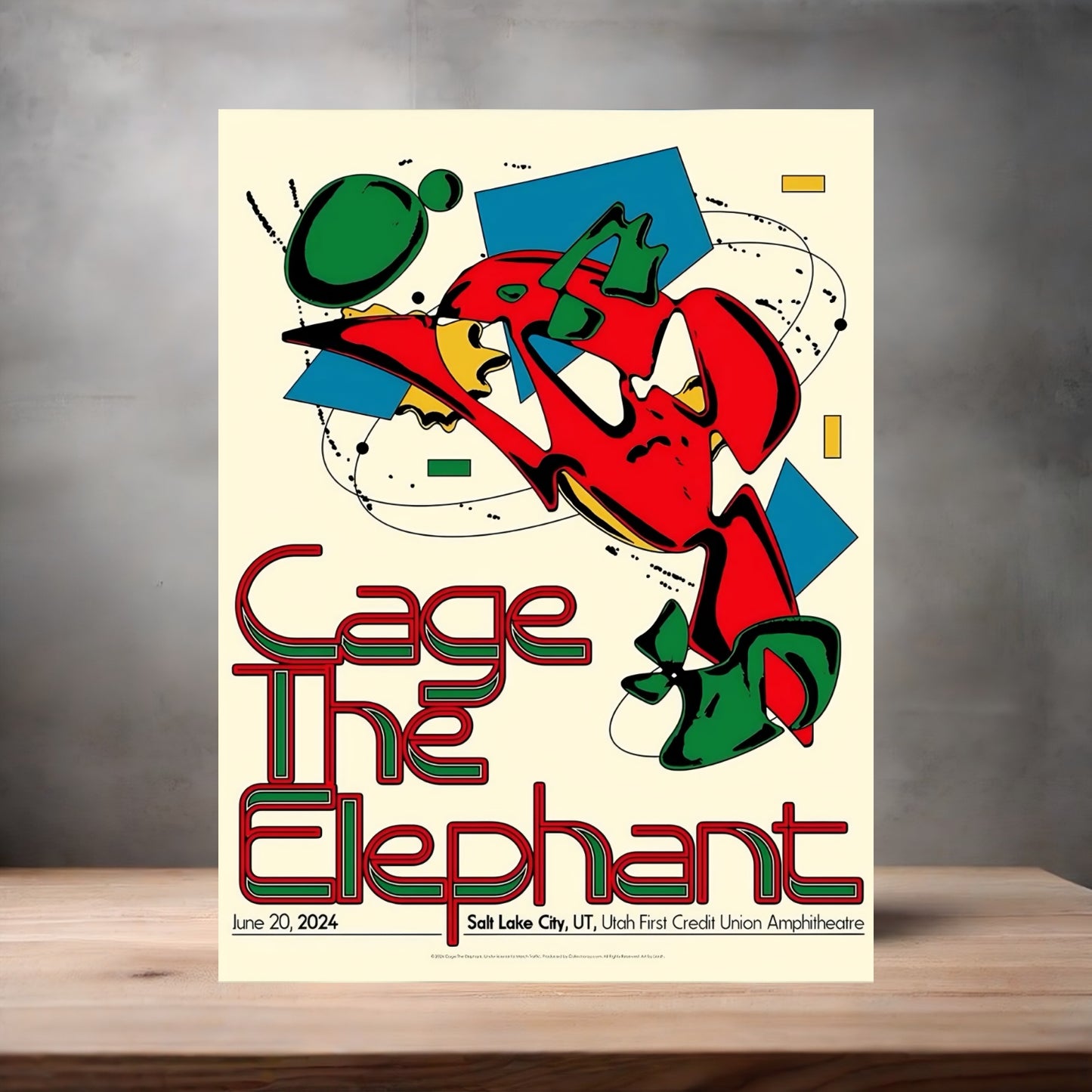 Cage The Elephant poster on aluminum print. Multiple sizes available. B