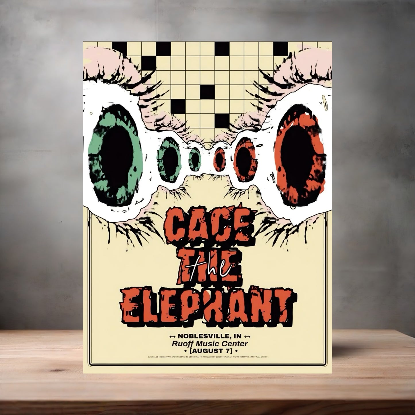 Cage The Elephant poster on aluminum print. Multiple sizes available. H