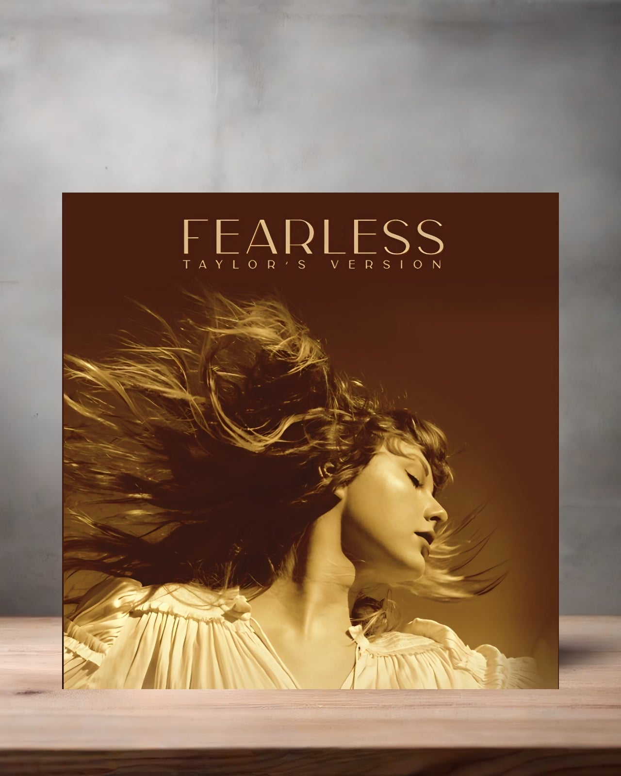 Taylor Swift Album cover on 8" x 8" aluminum print. Fearless, Taylor's Version