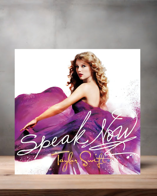 Taylor Swift Album cover on 8" x 8" aluminum print. Speak Now