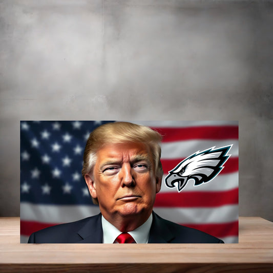 Donald Trump American Flag license plate. Philadelphia Eagles