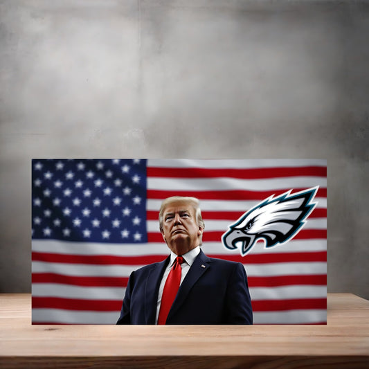 Donald Trump American Flag license plate. Philadelphia Eagles v2