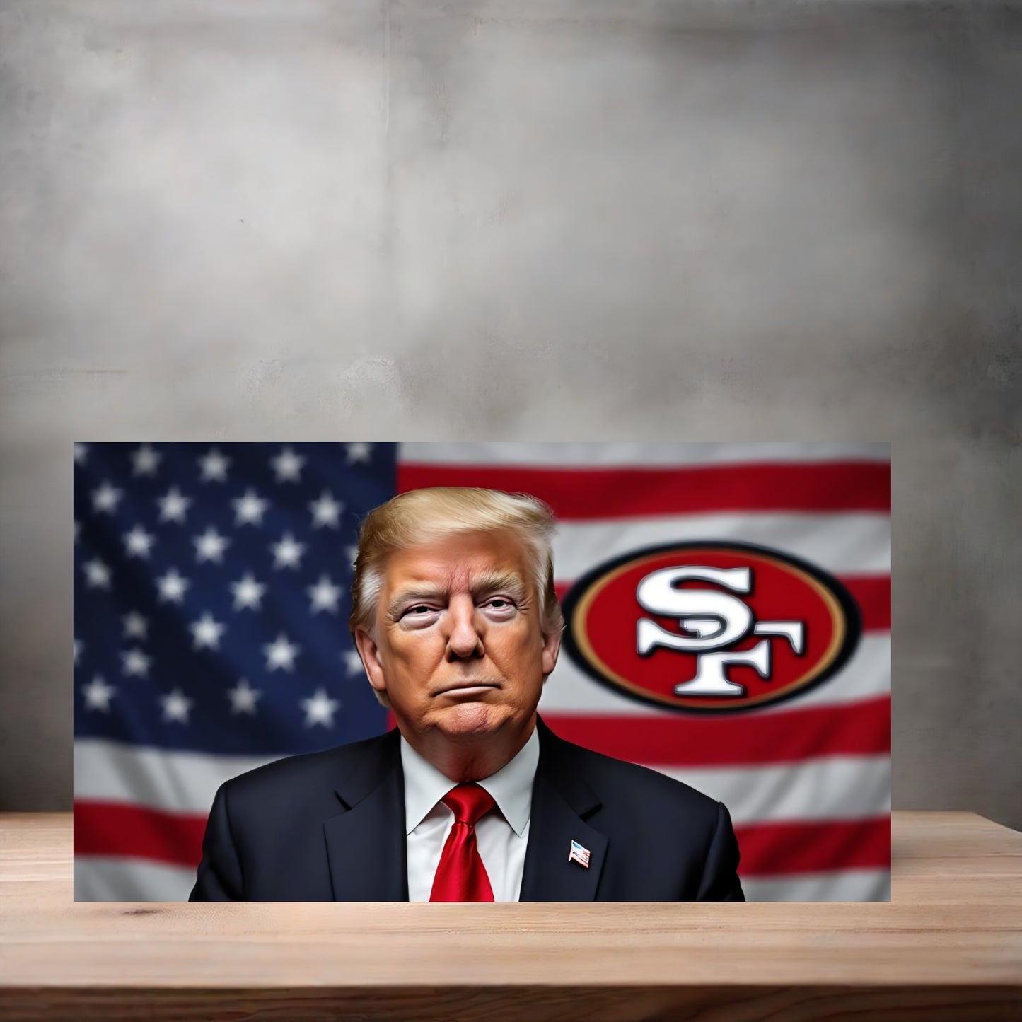 Donald Trump American Flag license plate. San Francisco 49ers v2