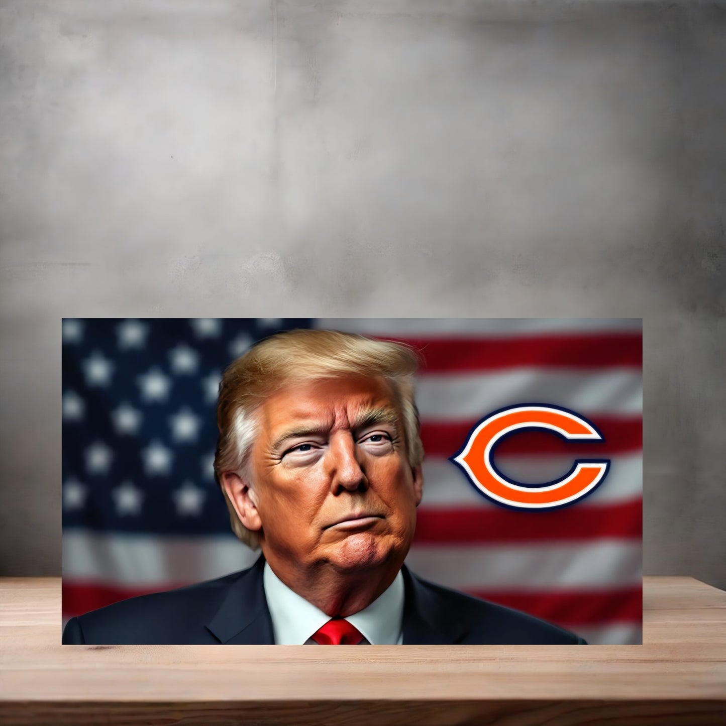 Donald Trump American Flag license plate. Chicago Bears