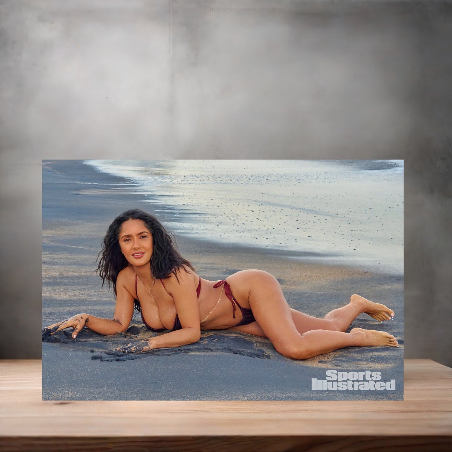 Salma Hayek SI Swimsuit poster on aluminum print. Multiple sizes available. v2