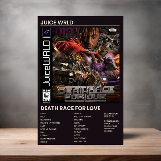 Juice Wrld aluminum poster. Multiple sizes available. Death Race for Love