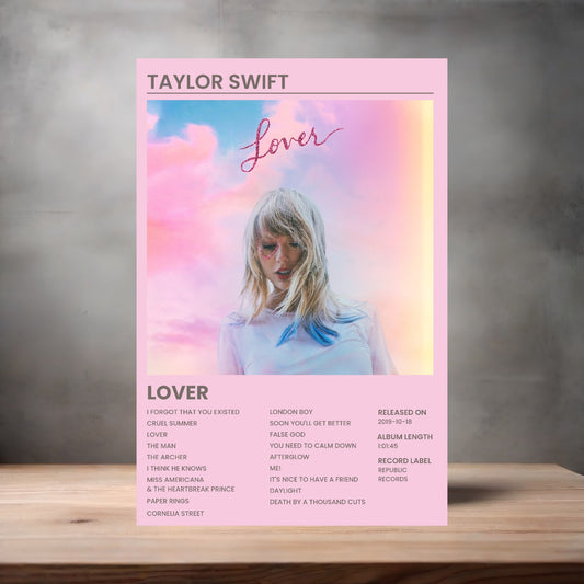 Taylor Swift aluminum poster. Multiple sizes available. Lover