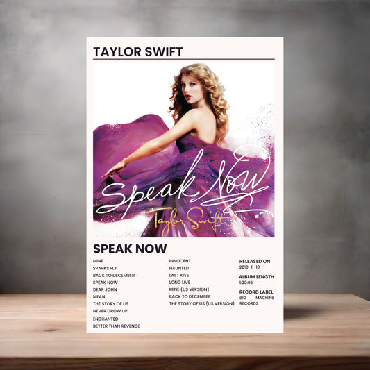 Taylor Swift aluminum poster. Multiple sizes available. Speak Now