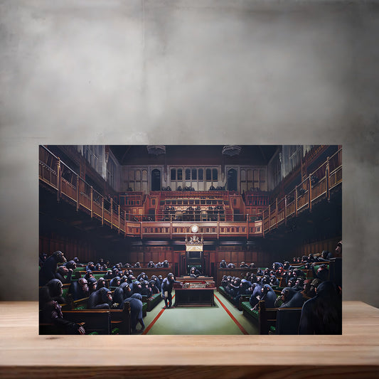 Banksy Graffiti Pop Art metal poster. Multiple sizes available. Devolved Parliament