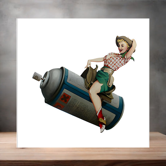 Banksy Graffiti Pop Art metal poster. Multiple sizes available. Spraycan Rodeo Girl