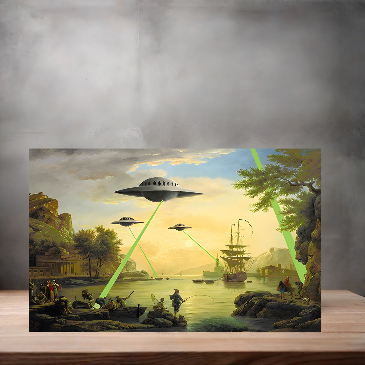 Banksy Graffiti Pop Art metal poster. Multiple sizes available. UFO Invasion, Flying Saucers