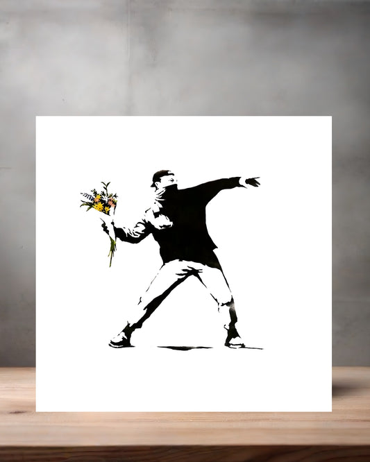 Banksy Graffiti Pop Art metal poster. Multiple sizes available. Rage, the Flower Thrower