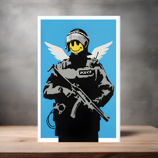 Banksy Graffiti Pop Art metal poster. Multiple sizes available. Flying Copper