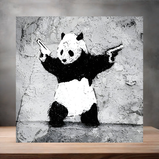 Banksy Graffiti Pop Art metal poster. Multiple sizes available. Panda with Guns