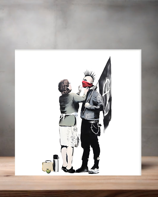 Banksy Graffiti Pop Art metal poster. Multiple sizes available. Anarchist and Mother, Punk Mum