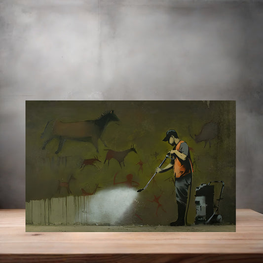 Banksy Graffiti Pop Art metal poster. Multiple sizes available. Cave Painting
