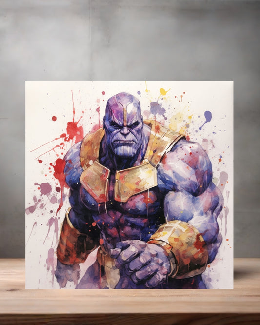 Marvel Superhero Watercolor Art metal poster. Multiple sizes available. Thanos