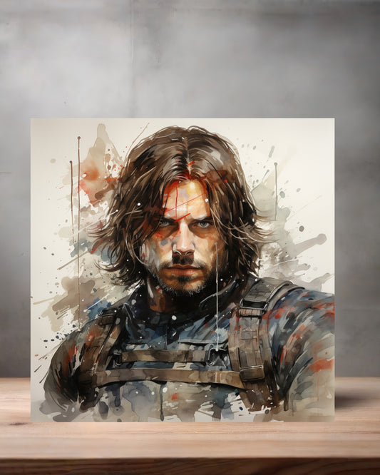 Marvel Superhero Watercolor Art metal poster. Multiple sizes available. Bucky Barnes