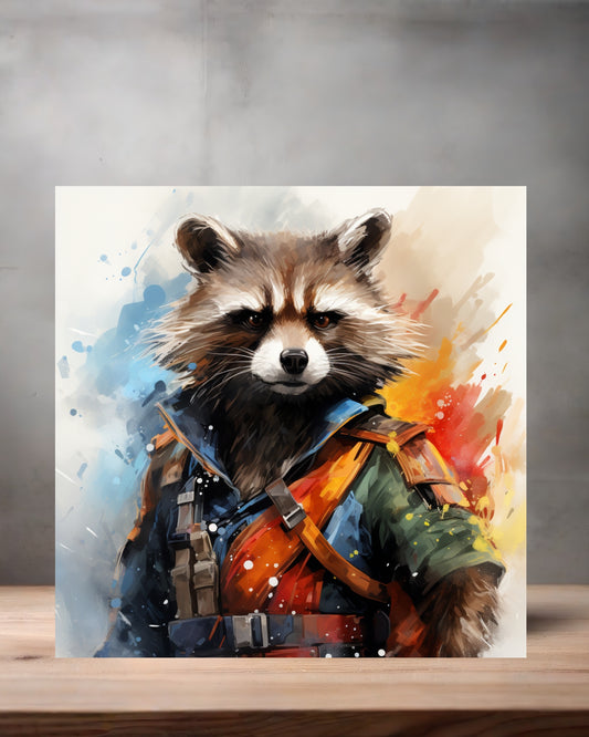 Marvel Superhero Watercolor Art metal poster. Multiple sizes available. Rocket Raccoon
