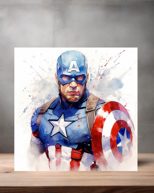 Marvel Superhero Watercolor Art metal poster. Multiple sizes available. Captain America