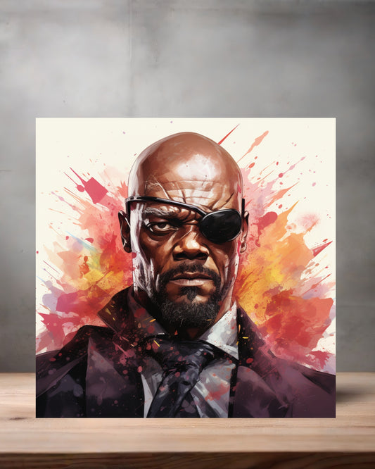 Marvel Superhero Watercolor Art metal poster. Multiple sizes available. Nick Fury