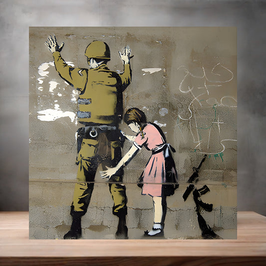 Banksy Graffiti Pop Art metal poster. Multiple sizes available. Girl and the Soldier