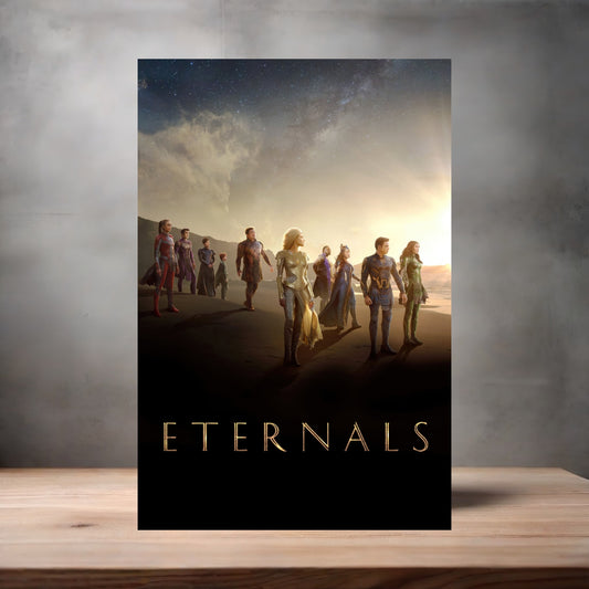 Marvel Studios metal movie poster multiple size options. Eternals version 2