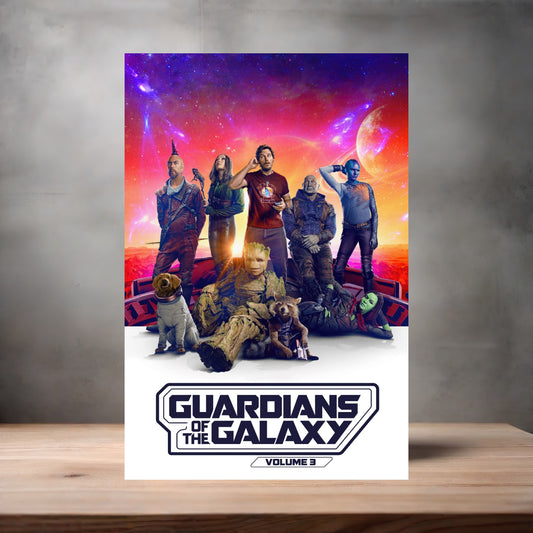 Marvel Studios metal movie poster multiple size options. Guardians of the Galaxy volume 3