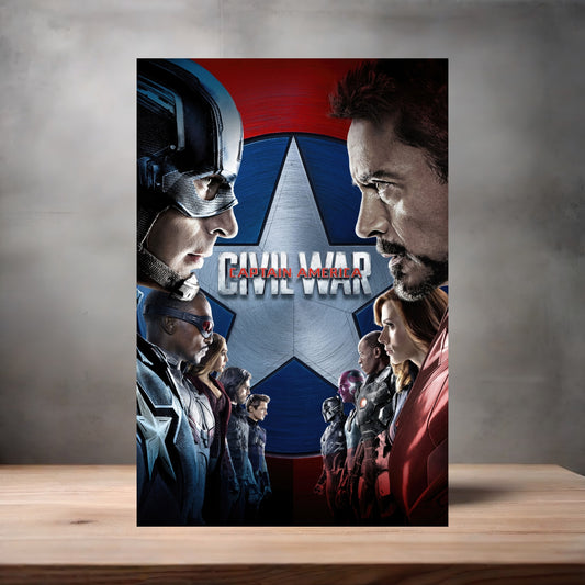 Marvel Studios metal movie poster multiple size options. Captain America Civil War version 2