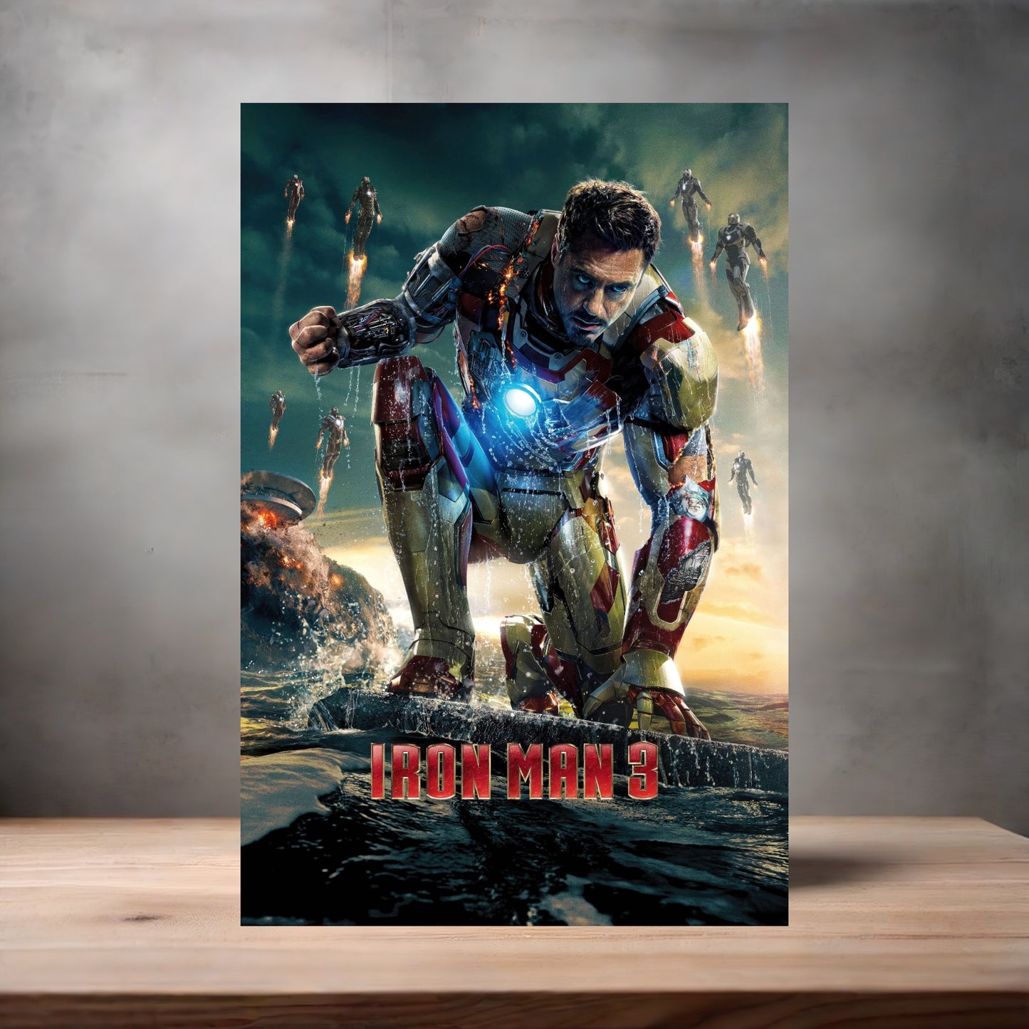 Marvel Studios metal movie poster multiple size options. Iron Man 3 version 2