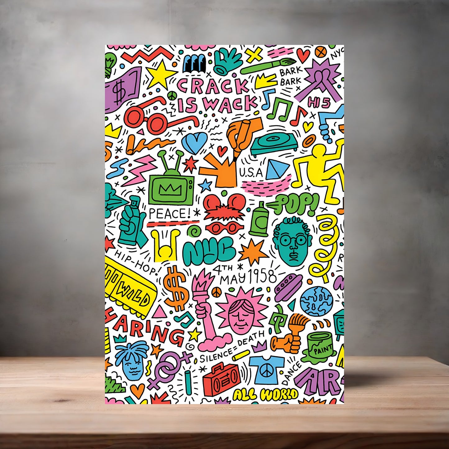 Keith Haring Pop Art metal poster. Multiple sizes available. Collage