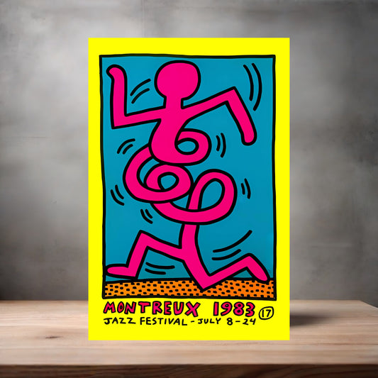 Keith Haring Pop Art metal poster. Multiple sizes available. Montreux Jazz Festival 1983