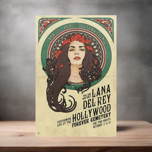 Lana Del Rey concert metal poster. Multiple sizes available. Hollywood Forever Cemetery