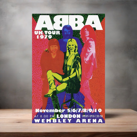 ABBA UK Tour metal concert poster. Multiple sizes available. Wembley Arena