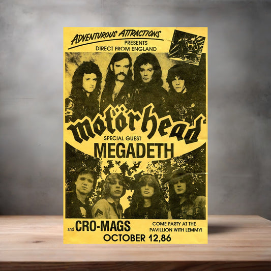 Motorhead and Megadeth metal concert poster. Multiple sizes available.