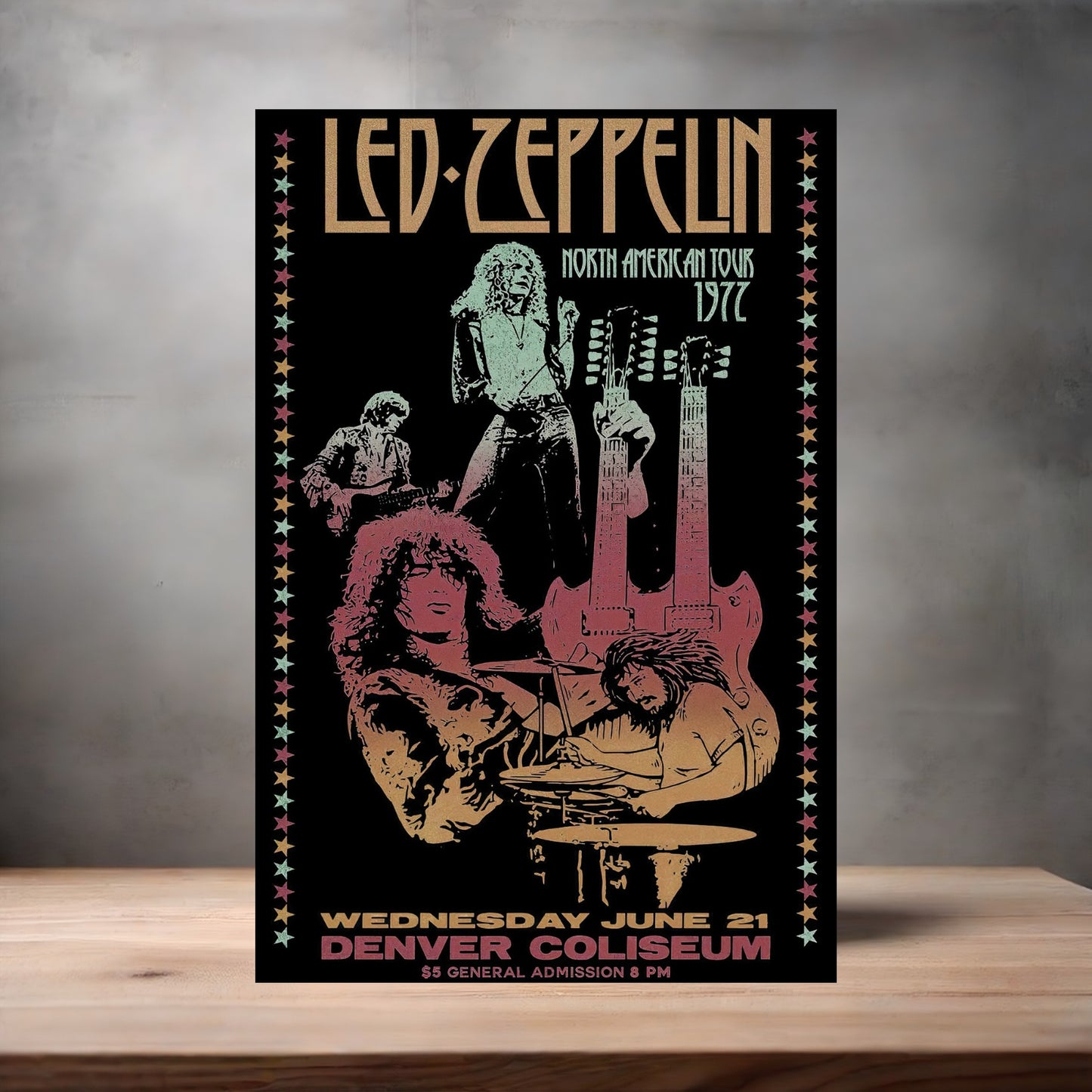 Led Zeppelin metal concert poster. Multiple sizes available. 1977 Denver Coliseum