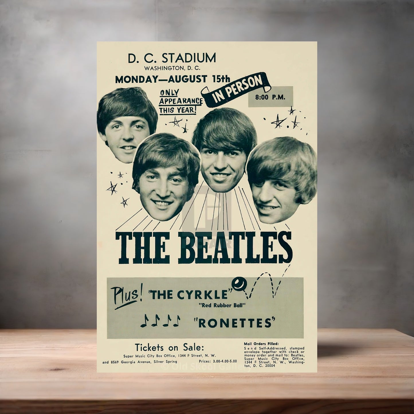 The Beatles metal concert poster. Multiple sizes available.  D.C. Stadium