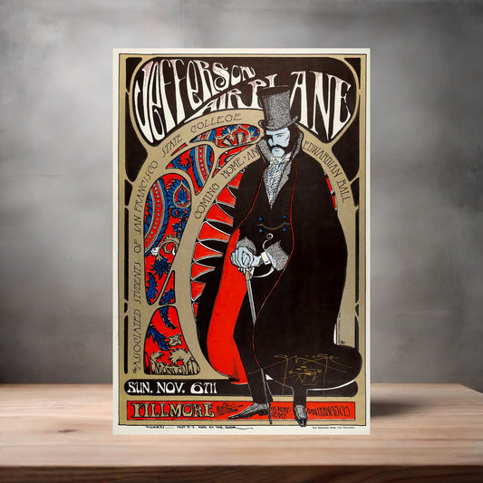 Jefferson Airplane metal concert poster. Multiple sizes available. San Francisco Fillmore