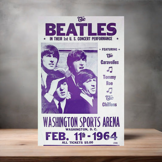 The Beatles metal concert poster. Multiple sizes available. Washington Sports Arena 1964