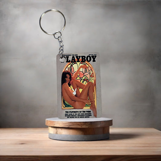 Playboy magazine cover keychain. June 1975