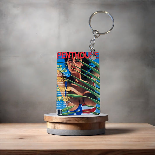 Penthouse magazine cover keychain. November 1987
