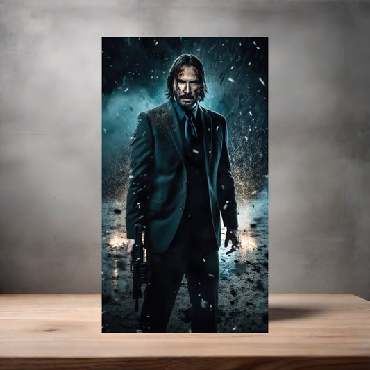 John Wick metal movie poster multiple size options. Keanu Reeves v2
