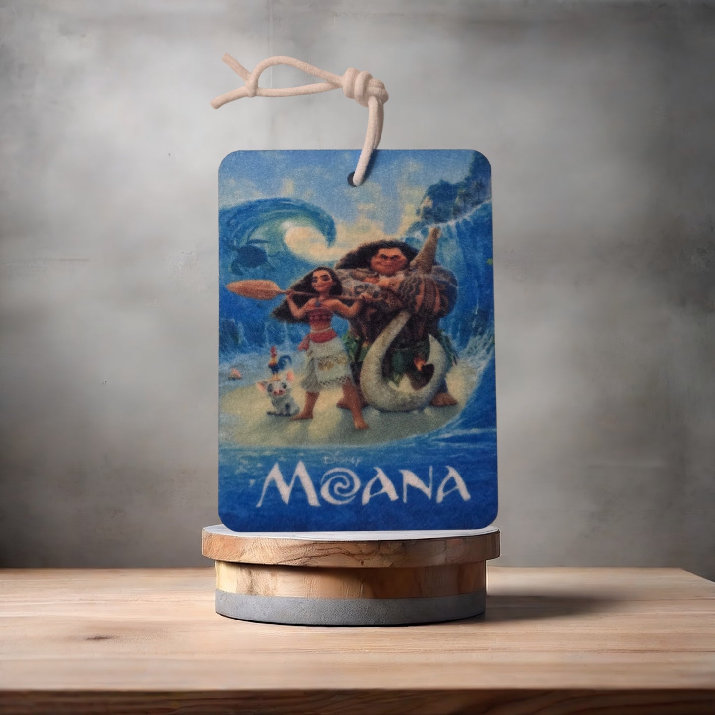 Moana movie poster car air freshener. Many scents to choose from