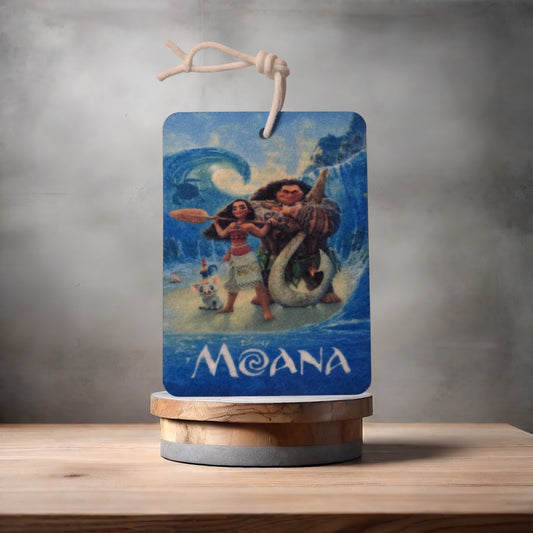 Moana movie poster car air freshener. Many scents to choose from