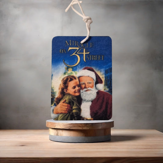 Miracle on 34th Street movie poster car air freshener. Many scents to choose from