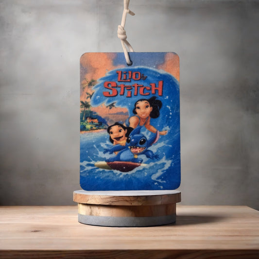 Lilo & Stitch movie poster car air freshener. Many scents to choose from