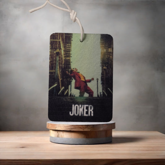Joker movie poster car air freshener. Many scents to choose from